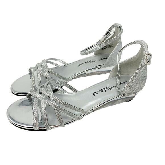 Easy Street Tarrah Wedge Sandal Silver Glitter 6.5 - Picture 2 of 7